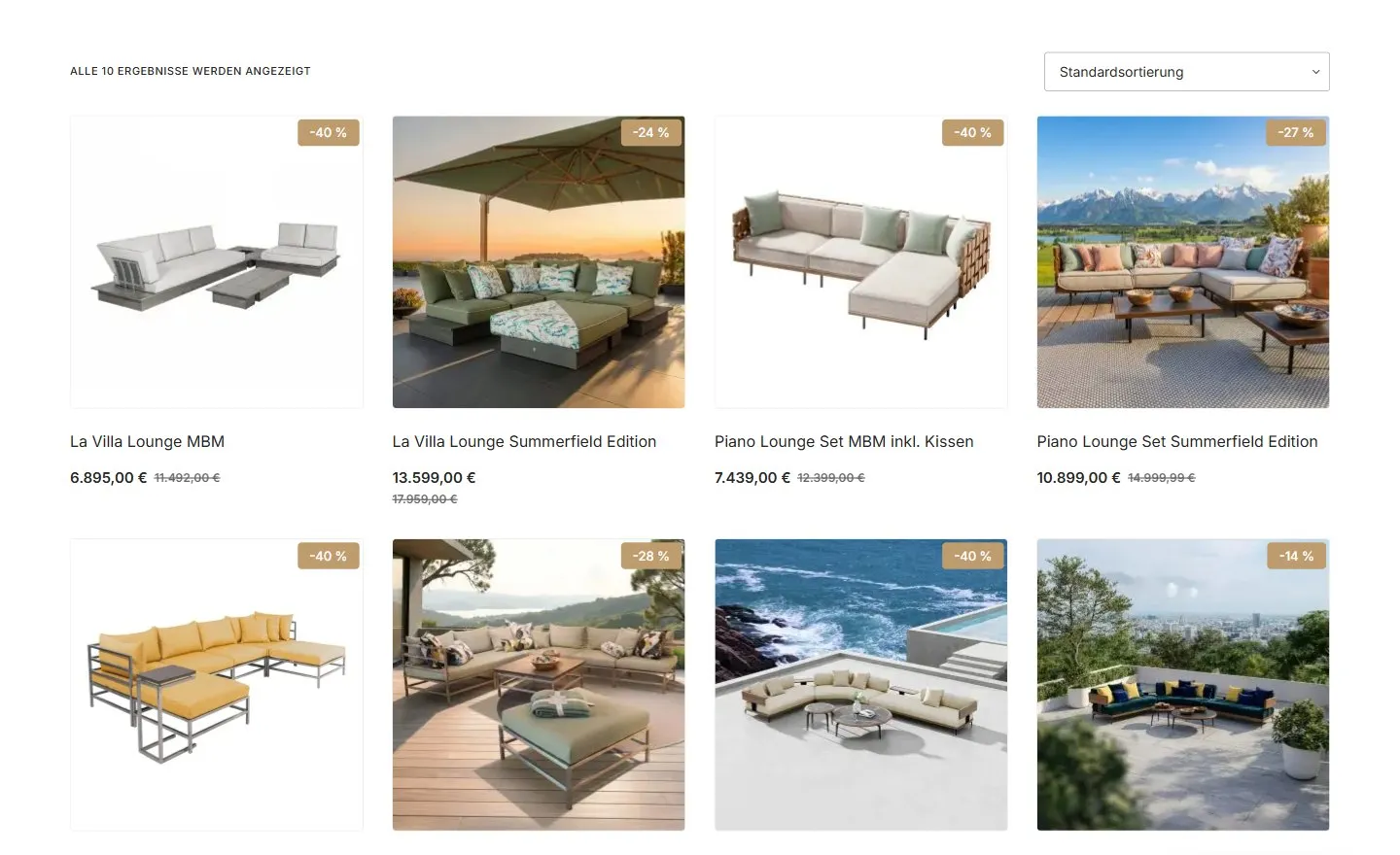 Kategorie Lounge mit Möbel-Sets und Aktionspreisen.