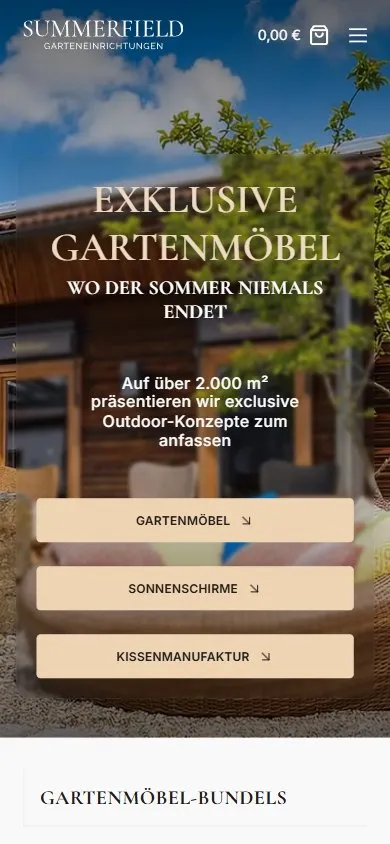 Startseite auf dem Handy.